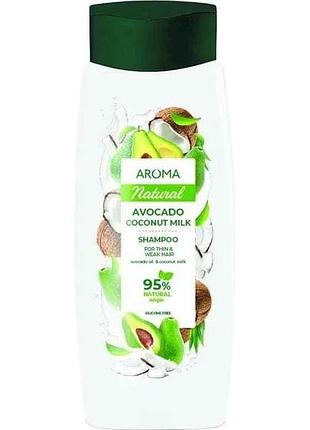Шампунь 400мл natural авокадо та кокосове молоко тм aroma