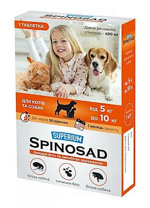Spinosad таблетка від бліх для кішок і собак collar 5-10 кг