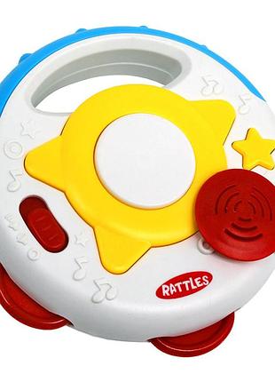 Музыкальная игрушка бубен huanger 789-2 на батарейках красный