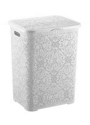 Корзина для белья 42л 385*325*500мм белый lace 2130 03 тм bursev