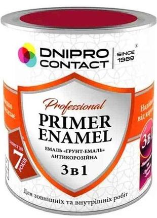 Грунт-емаль вишневий 0,9кг 3 в 1 тм dnipro contact