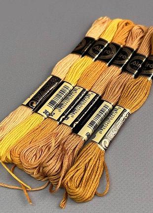 (6 шт по 8м) набір муліне airo (нитки для вишивання) - гірчичний мікс (676-3829)