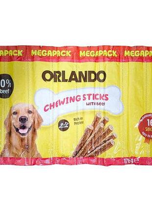 Ласощі для собак, палички orlando dog megapack, 16 шт по 11 г яловичина (червоні)