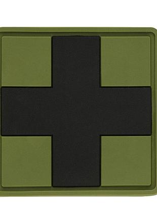 Нашивка medic cross square pvc olive/black