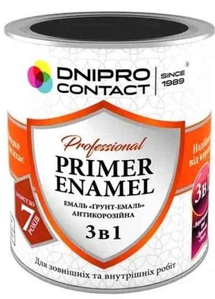 Грунт-эмаль черный матовый 0.9кг 3 в 1 тм dnipro contact
