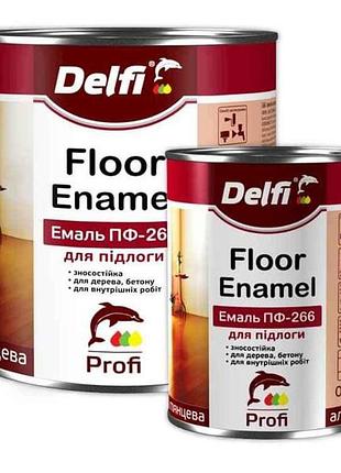 Емаль алкідна пф-266 жовто-коричнева -0,9 кг тм delfi
