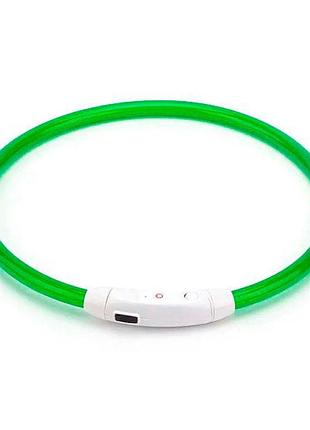 Ошейник для собак, светящийся с usb зарядкой 50 см. зеленый