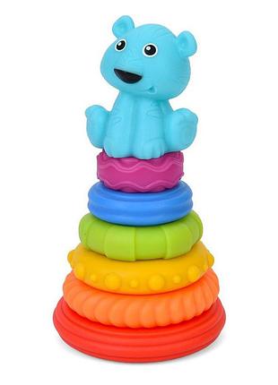 Детская игрушка "пирамидка тигренок" 638-112(turquoise) 18,5 см, 6 колец