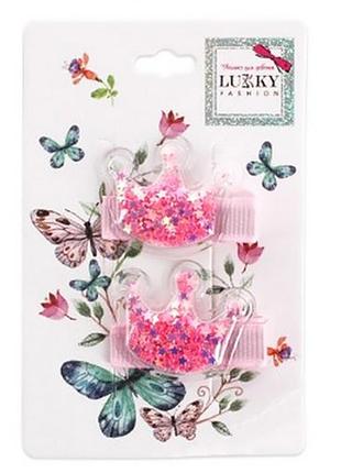 Детские заколки для волос "корона" t18456(pink)