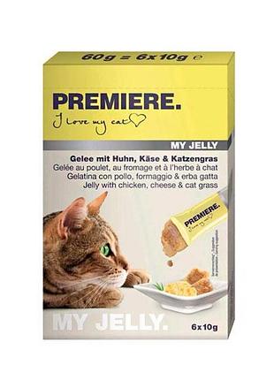 Ласощі в желе premier my jelly з куркою та сиром, 6х10 г