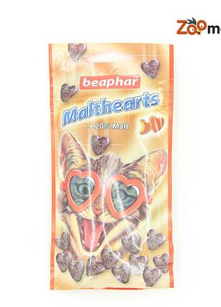 Malt-hearts-ласощі для виведення шерсті зі шлунка, beaphar 129300