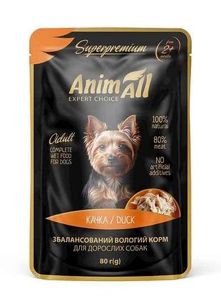 Корм для собак пауч 80г для собак качка тм animall