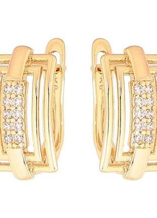 Серьги английская застежка позолота 18k «узор с кристаллами» 287319 тм xuping