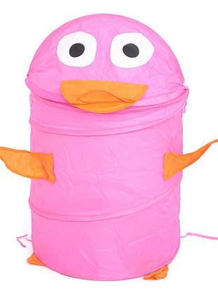 Кошик для іграшок "рожева качечка" m 1039(pink) діаметр 37 см, висота 47/57 см, з кришкою