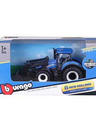 Детская игрушка трактор "new holland t7.315" bburago 18-31632 с фронтальным погрузчиком