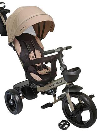 Велосипед дитячий триколісний mt 1001-1 almond beige з батьківською ручкою