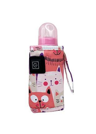 Портативний підігрівач для дитячих пляшечок "котик" mgz-0221(pink)