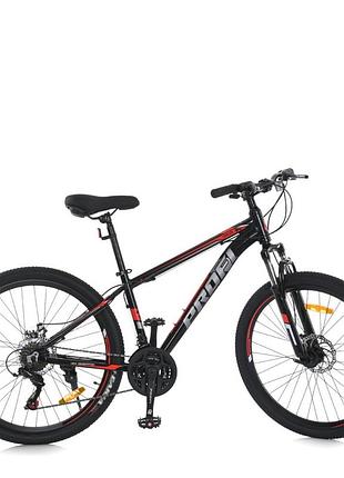 Велосипед mtb2602-2, 26 дюймів, алюмінієва рама 13 shimano 21sp чорно-червоний