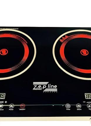 Двоконфоркова інфрачервона плита zepline zp-062 | електрична плита 4400 вт | електроплита двоконфоркова