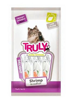 Лакомство для котов truly с креветкой и треской, 70 г