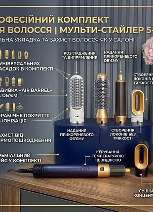 Оченка! стайлер 5 в 1 hair — мультистайлер із 5 насадками для укладання, синій (немає однієї насадки 3475)