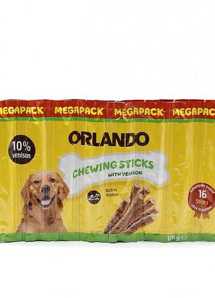 Ласощі для собак, палички orlando dog megapack, 16 шт по 11 г дичина (зелені)