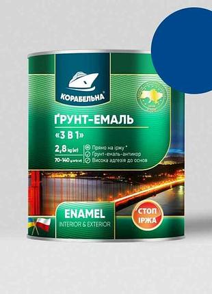 Грунт-емаль синій 0,9кг 3 в 1 тм корабельна