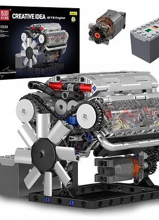Конструктор бензиновый двигатель v8 engine восьмицилиндровый мотор mould king 10088s, 535 деталей совместим з lego