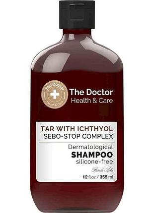 Шампунь 355мл tar with ichthyolsebo-stop complex проти лупи тм the doctor health care