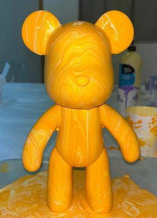Флюїдне ведмежатко fluid bear bearbrick, 23 см, з фарбами yellow