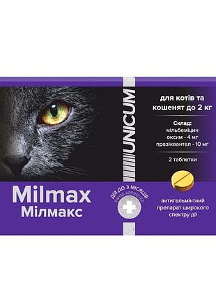Таблетки milmax для кошенят, 2 шт до 2 кг, 410 мг