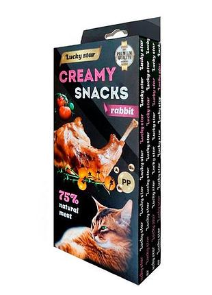 Лакомство для котов lucky star пюре из мяса кролика, 6х10 г