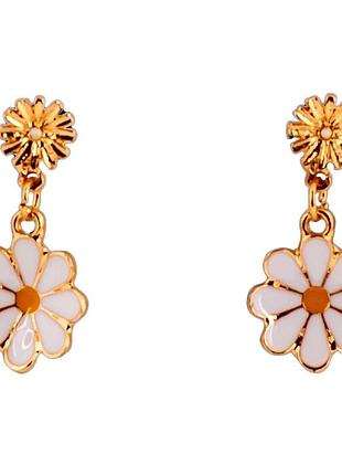 Дитячі сережки "fashion ромашки" t24626 біло-жовтий