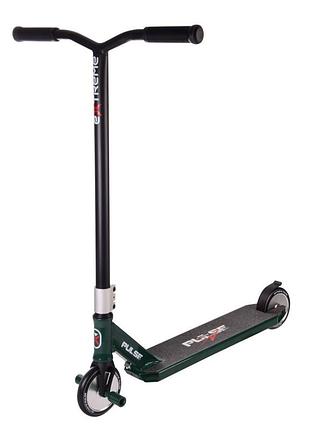Самокат трюковый 2-х колёсный tr21008 (rl7t) extreme motion pulse, pu 120 мм, цельный алюминий зеленый