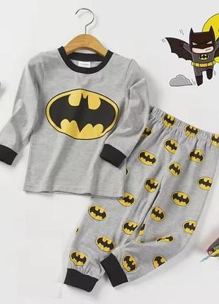 Детская пижама для мальчика с героем batman, серая, 100% хлопок (размеры 100–120 см) 110 см
