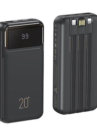 Power bank remax rpp-686 20000 mah с дисплеем и встроенными кабелями black