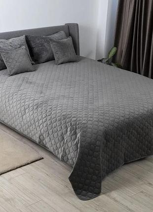 Покривало велюрове теп "velour" розмір 240x260 колір - сірий