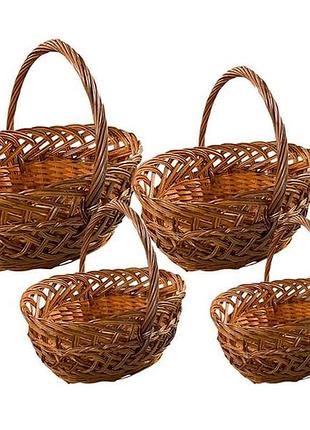 Набір плетених великодніх кошиків ажур рудий тм тодорак