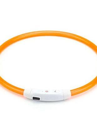 Ошейник для собак, светящийся с usb-зарядкой 50 см. оранжевый