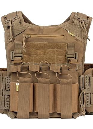 Плитоноска тактическая vik-tailor с подсумками molle, coyote