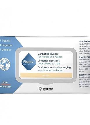 Салфетки для ухода за зубами котов и собак plaqtiv+ wipes