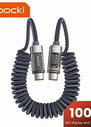 Кабель для зарядки телефона с индикацией toocki pd3.0 100w 5a.usb type c - usb type c 180 см.