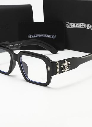 Стильные очки chrome hearts с широкой оправой с защитой от синего света очки хром хартс черный цвет унисекс