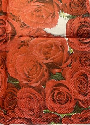 Салфетка декупажная 25х25 см розы.цветы. 3слоя, тм каtrin