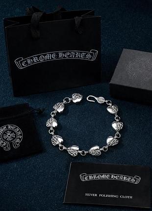 Браслет chrome hearts стальной регулируемый унисекс 22 см полная комплектация