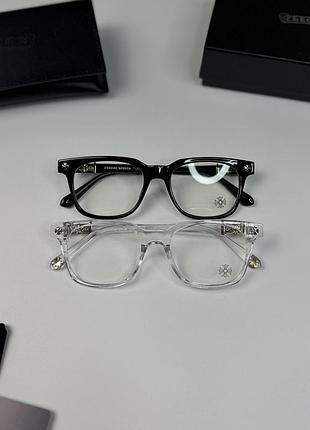 Классические очки chrome hearts с защитой от синего света черные и прозрачные очки хром хартс с uv-защитой и полным комплектом