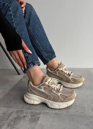 5824 кросівки жіночі беж натуральна шкіра сітка
