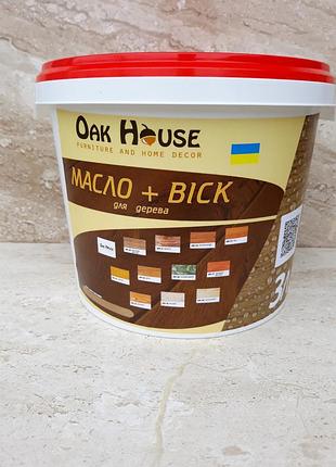 Масло льняное с воском oak house для дерева, цвет ебеновое дерево, 3 л