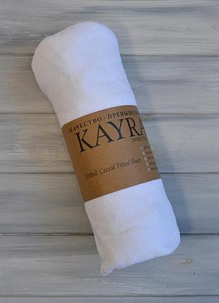 Простирадло kayra 180 x 200 +25 см махрове на гумці білий