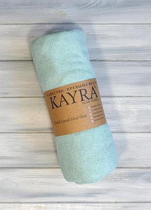 Простирадло kayra 180 x 200 +25 см махрове на гумці м'ятний